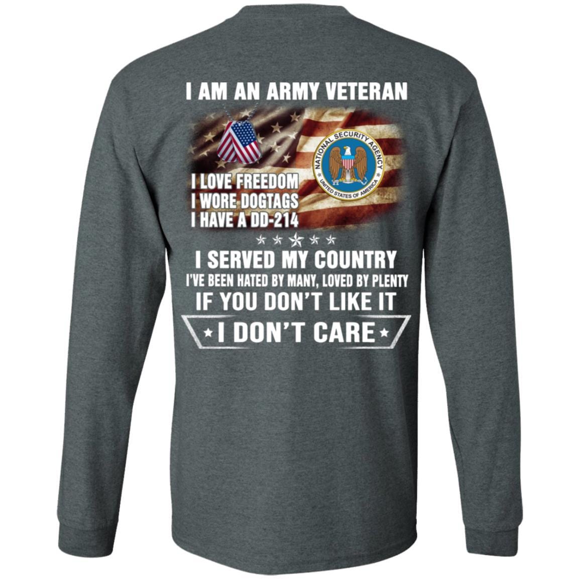 T-Shirt "I Am An National Security Agency Veteran" On Back-TShirt-Army-Veterans Nation