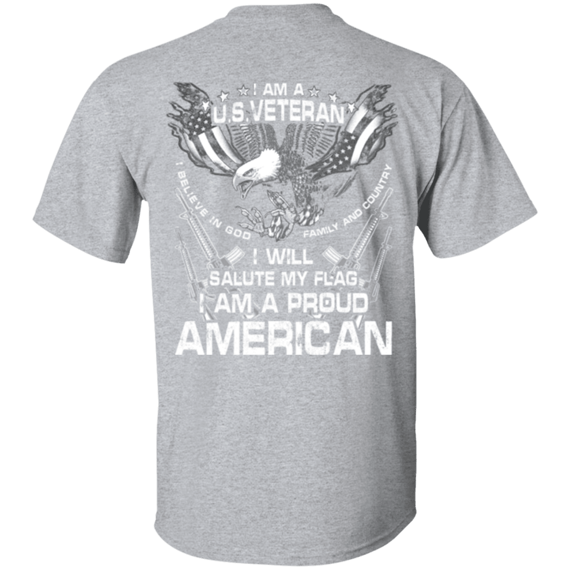 Military T-Shirt "Veteran - I Will Salute My Flag Proud American"-TShirt-General-Veterans Nation