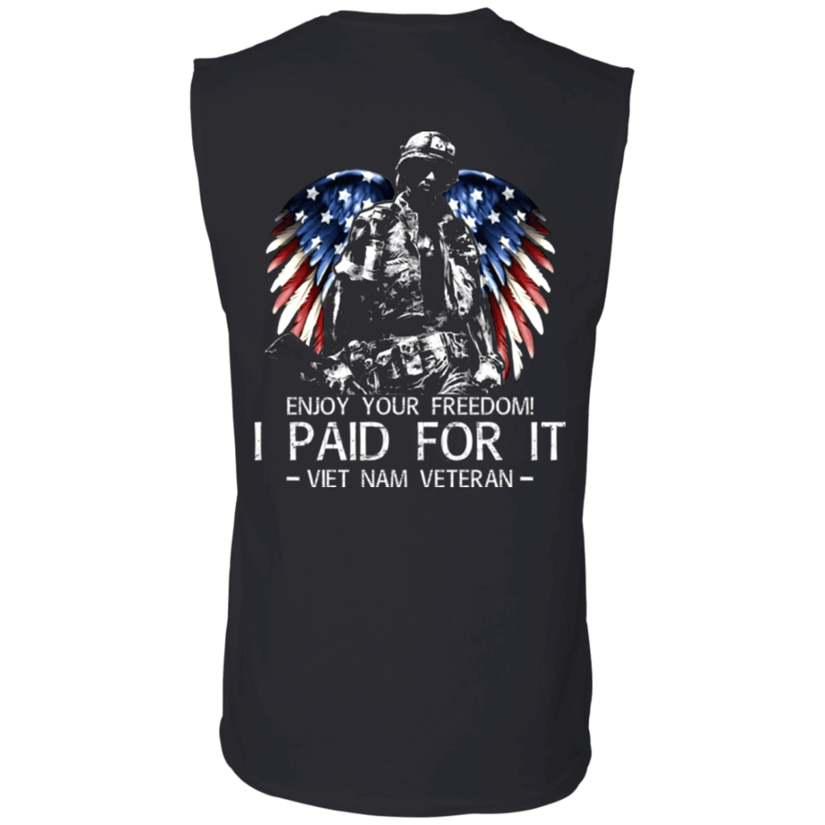 Military T-Shirt "Vietnam Veteran - Enjoy your freedom I paid for it" Men Back-TShirt-General-Veterans Nation
