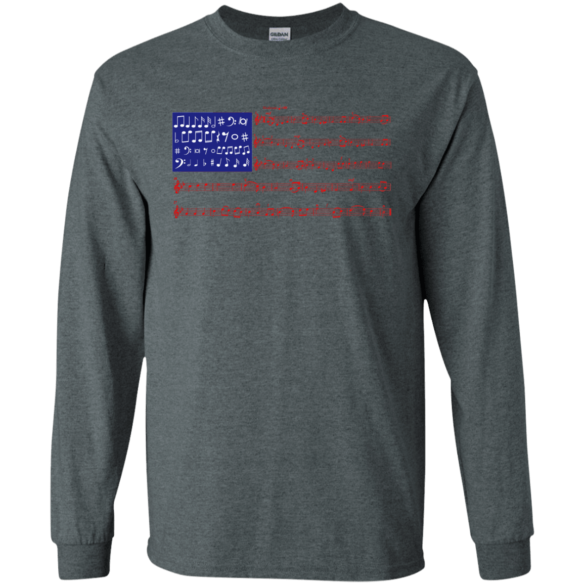 Military T-Shirt "4th Of July Gift Independence Music Note America Flag T-Shirt Men" Front-TShirt-General-Veterans Nation