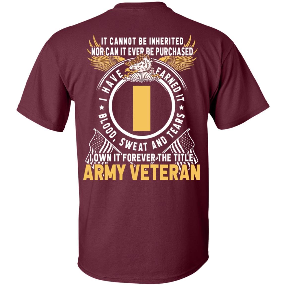 US Army O-1 Second Lieutenant O1 2LT Commissioned Officer Ranks T-Shirt For Men On Back-TShirt-Army-Veterans Nation