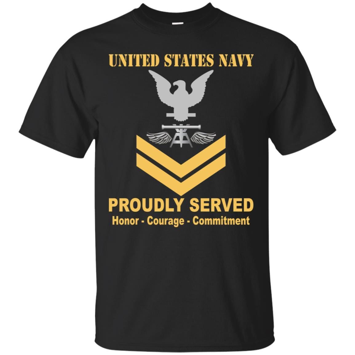 Navy Aviation Fire Control Tech Navy AQ E-5 Rating Badges Proudly Served T-Shirt For Men On Front-TShirt-Navy-Veterans Nation