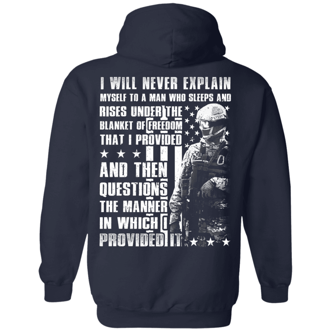 Military T-Shirt "Veteran - I Will Never Explain Myself To A Man" - Men Back-TShirt-General-Veterans Nation