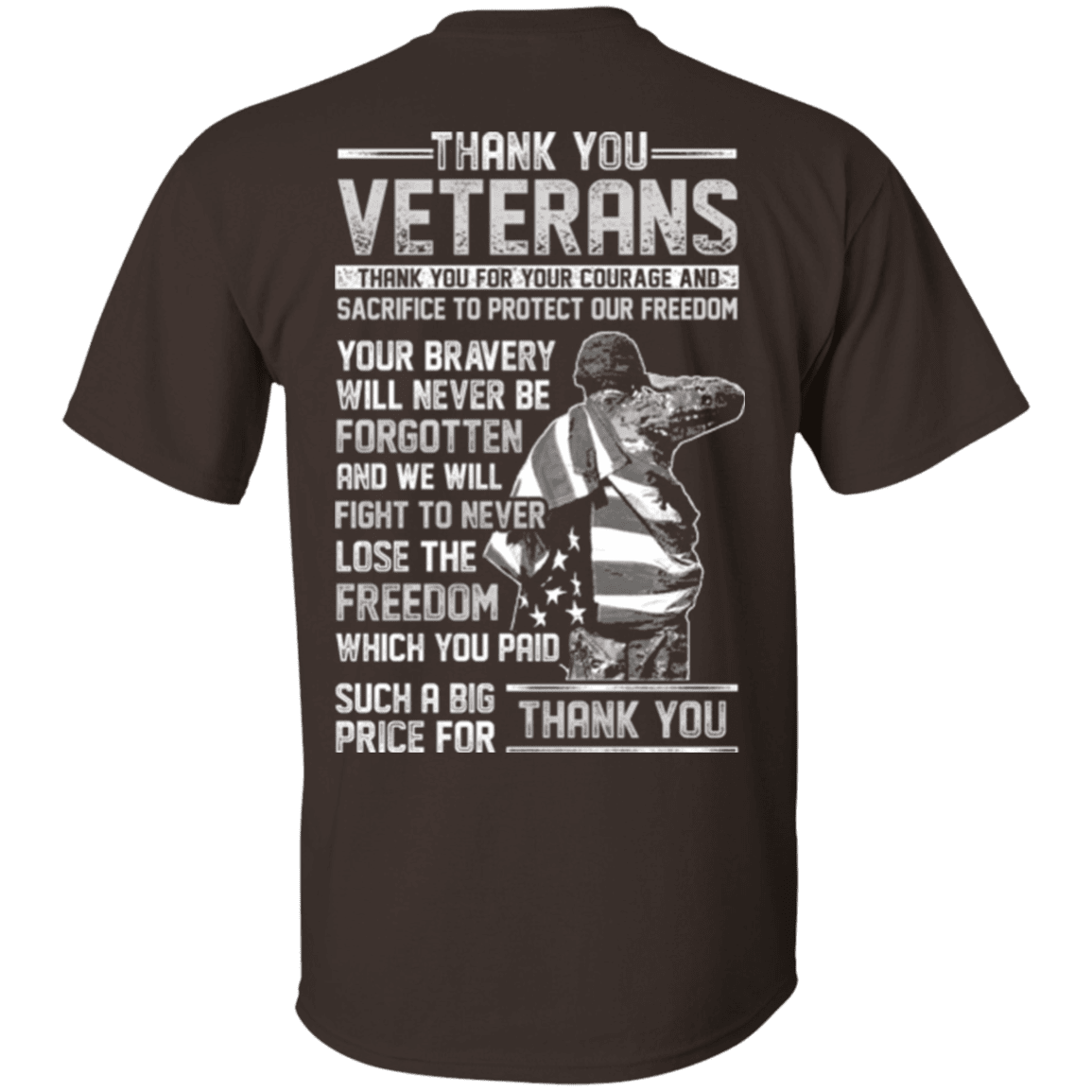 Military T-Shirt "Thank You Veterans" - Men Back-TShirt-General-Veterans Nation
