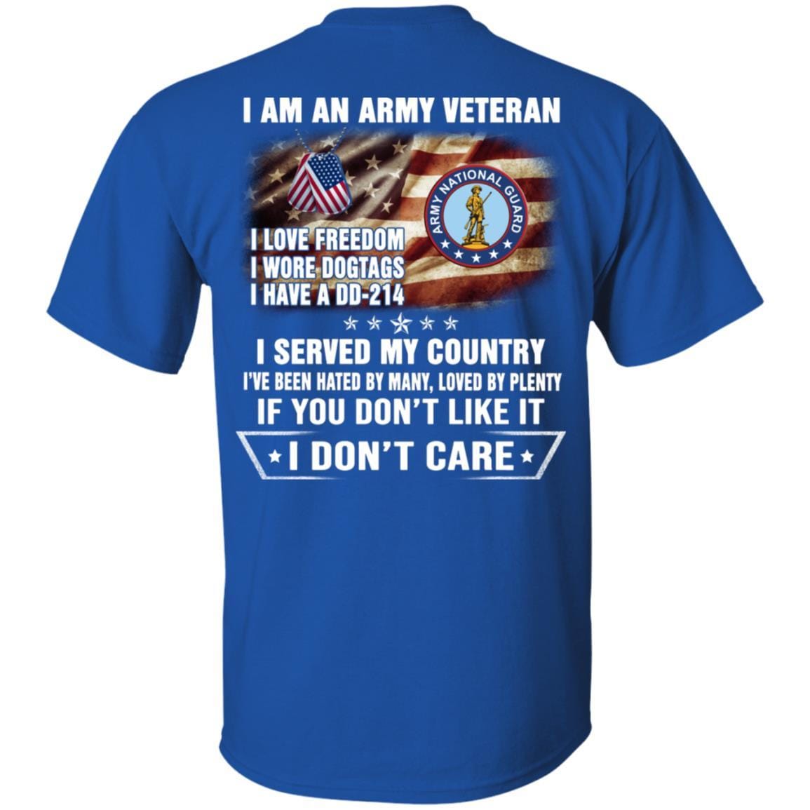 T-Shirt "I Am An Army National Guard Veteran" On Back-TShirt-Army-Veterans Nation