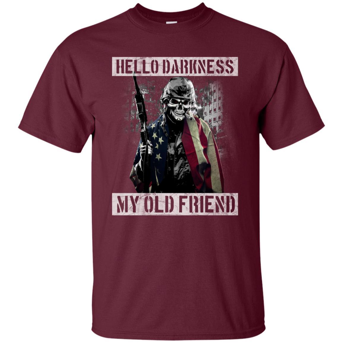 Military T-Shirt "Hello Darkness - My Old Friend Men On" Front-TShirt-General-Veterans Nation