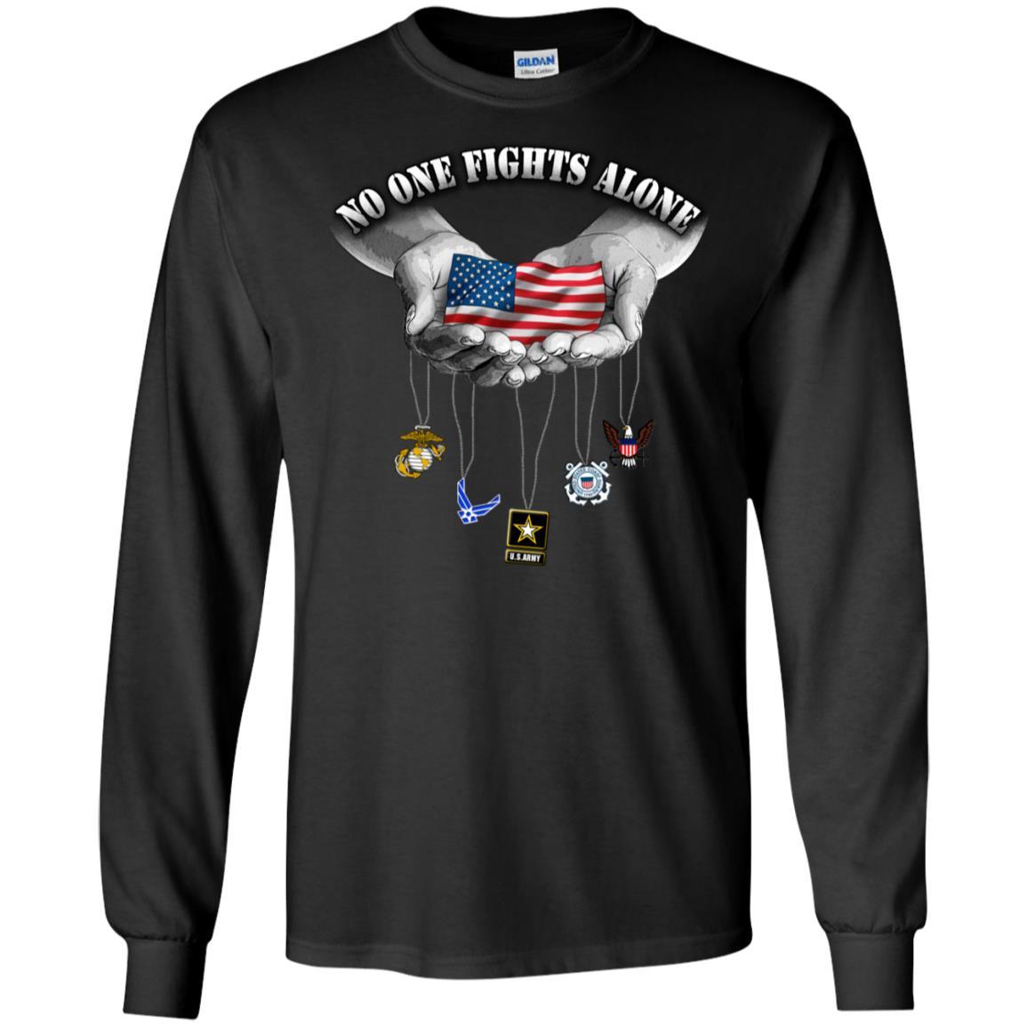 Military T-Shirt "US Arms Force No One Fights Alone On" Front-TShirt-General-Veterans Nation