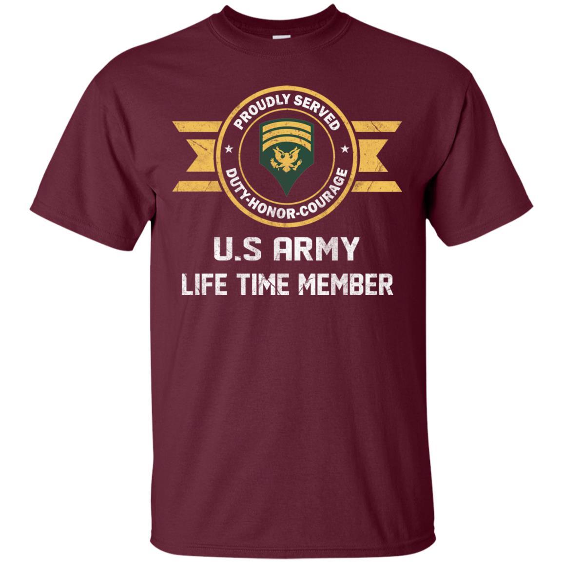 Life Time Member - US Army E-7 SPC E7 Specialist Ranks Men T Shirt On Front-TShirt-Army-Veterans Nation