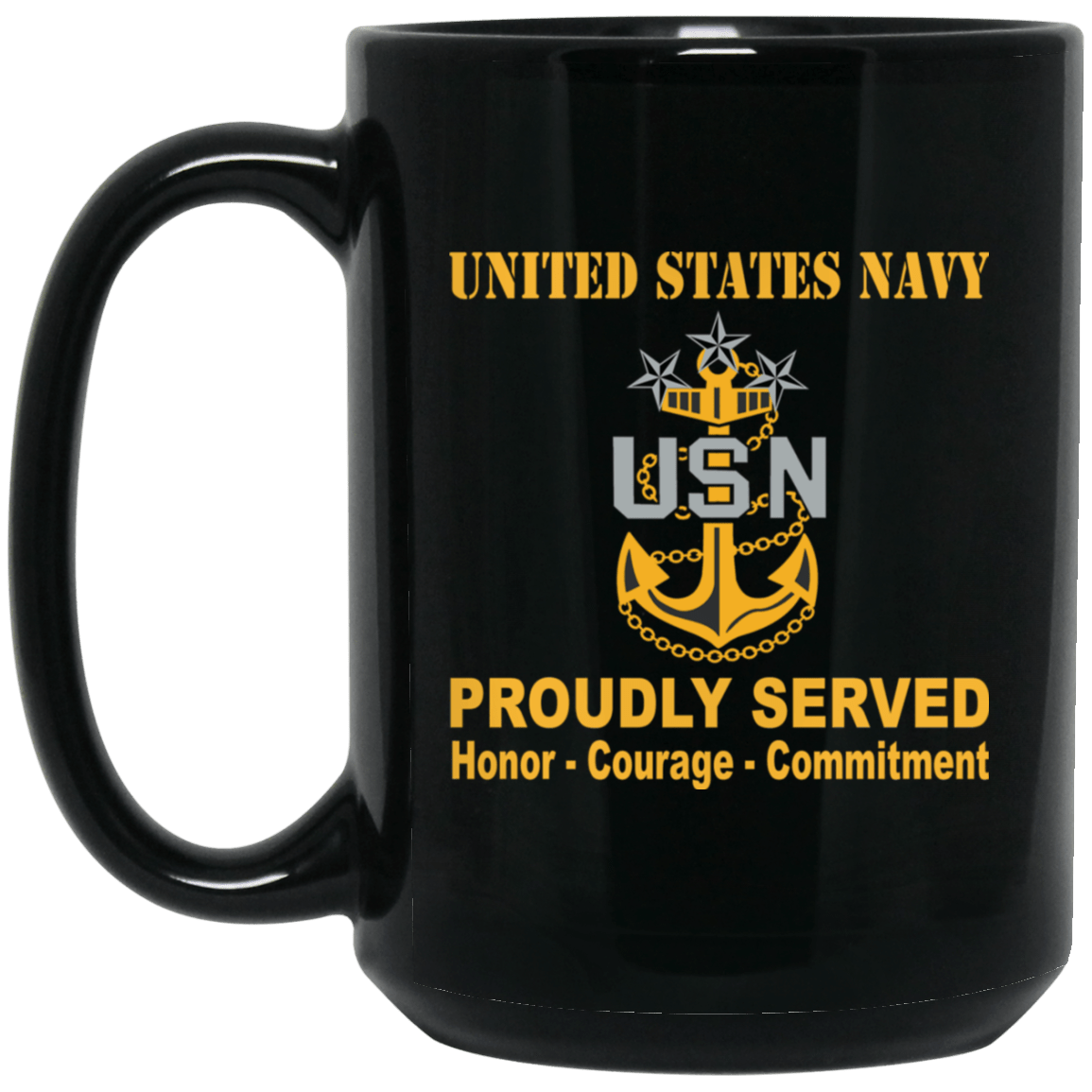 US Navy E-9 Master Chief Petty Officer Of The Navy E9 MCPON Senior Enlisted Advisor Collar Device Black Mug 11 oz - 15 oz-Mug-Navy-Collar-Veterans Nation