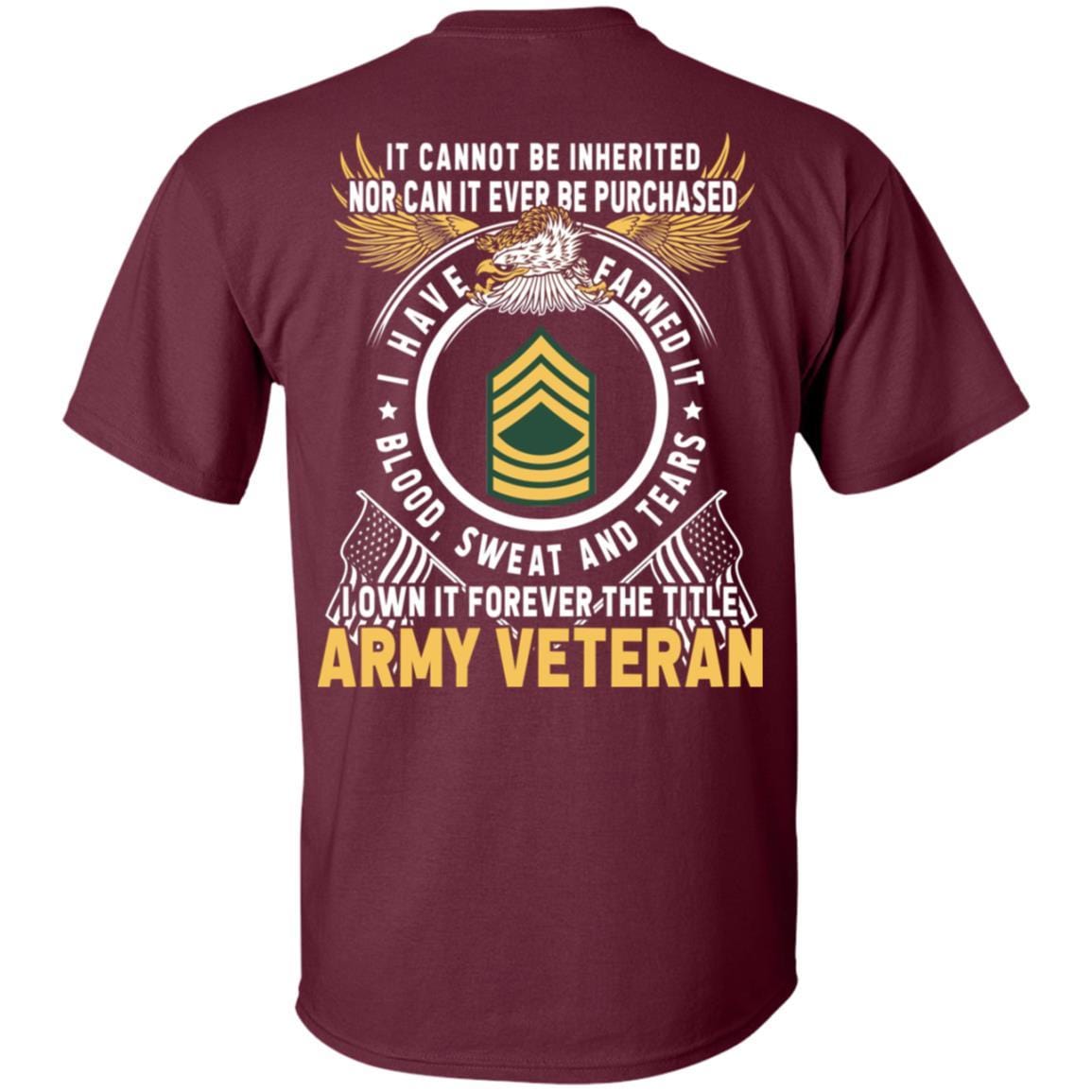 US Army E-8 Master Sergeant E8 MSG Noncommissioned Officer Ranks T-Shirt For Men On Back-TShirt-Army-Veterans Nation