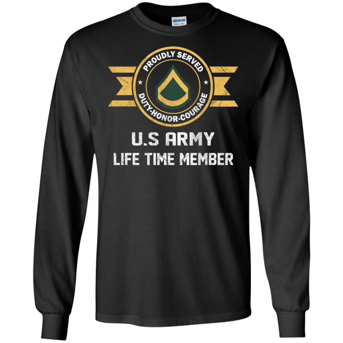 Life Time Member - Army E-3 PFC E3 Private First Class Ranks Men T Shirt On Front-TShirt-Army-Veterans Nation