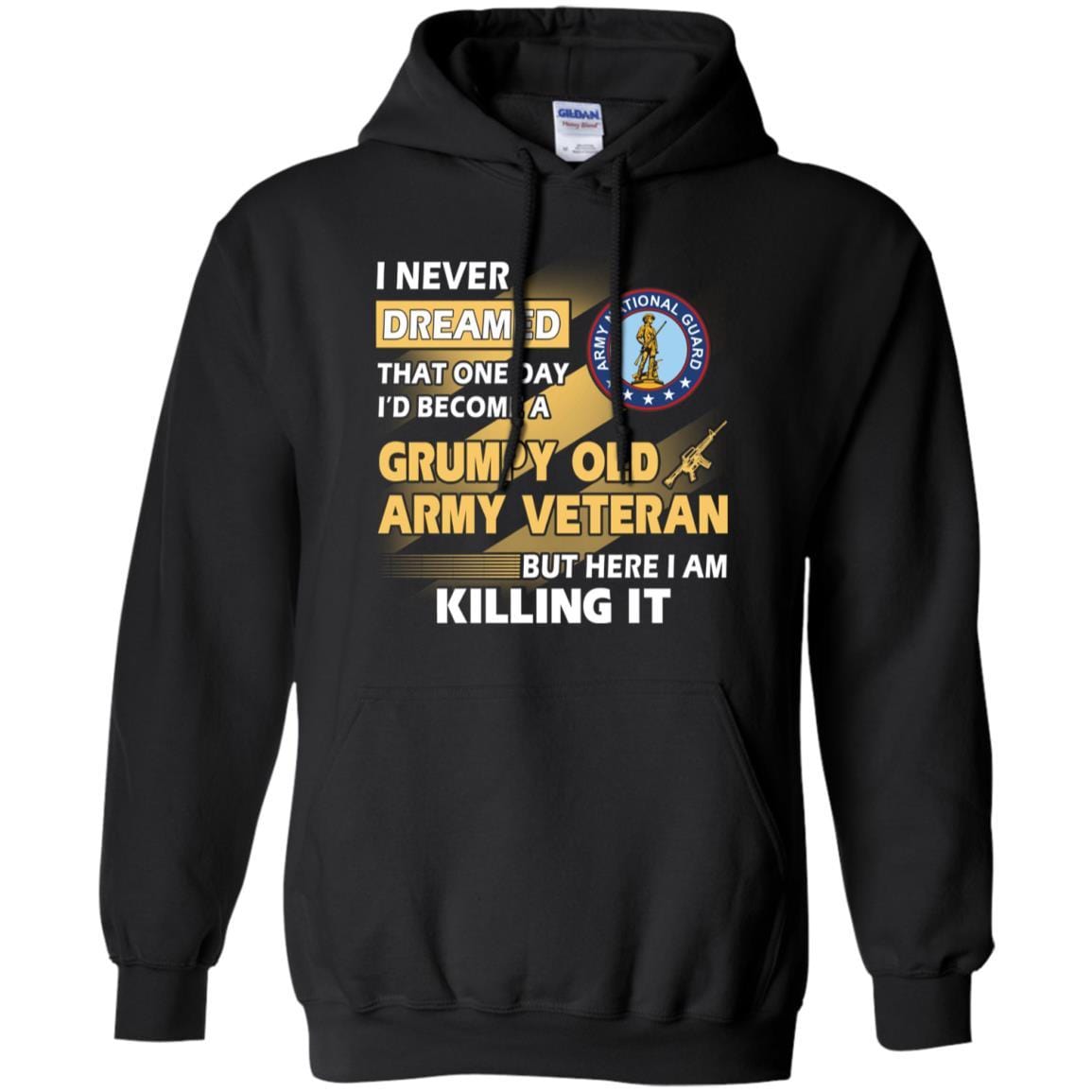 US Army T-Shirt "National Guard Grumpy Old Veteran" On Front-TShirt-Army-Veterans Nation