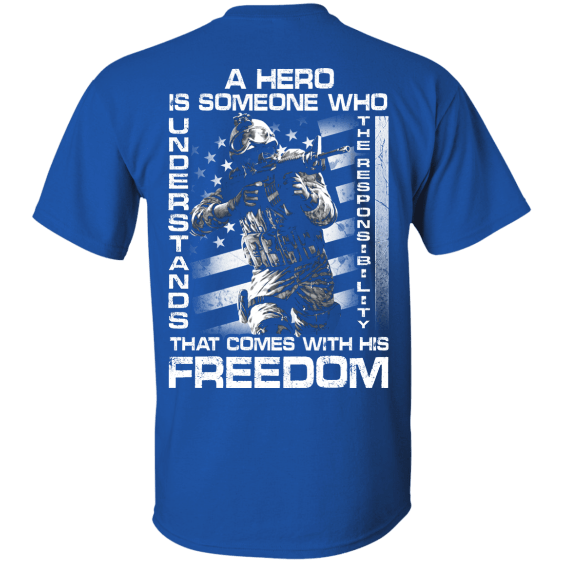 Military T-Shirt "Veteran - A Hero Is Someone Who Understands The Responsibility" - Men Back-TShirt-General-Veterans Nation
