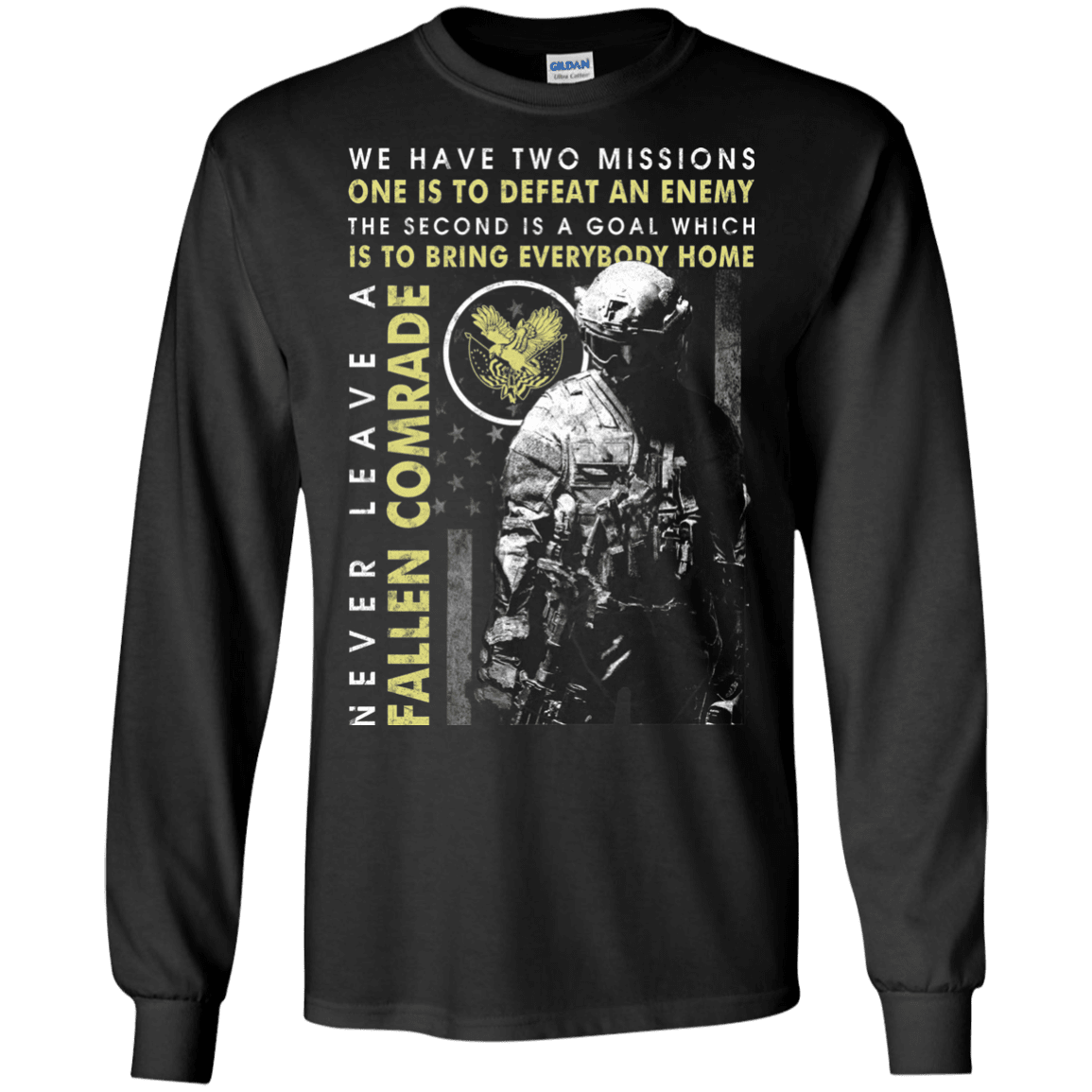 Military T-Shirt "Never Leave A Fallen Comrade Veteran Men" Front-TShirt-General-Veterans Nation