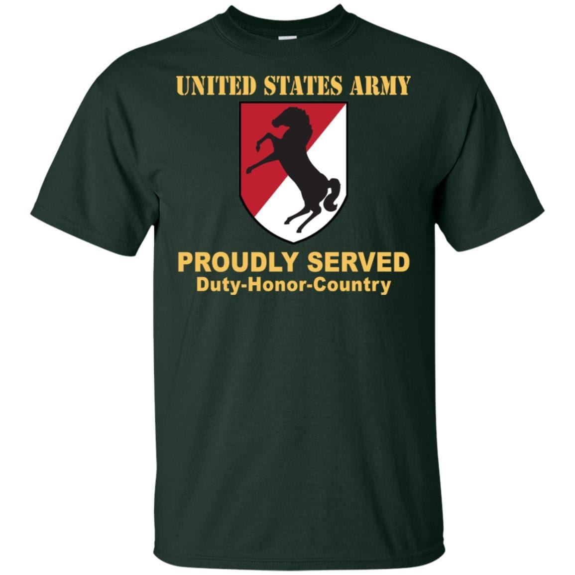 US ARMY 11TH ARMORED CAVALRY REGIMENT- Proudly Served T-Shirt On Front For Men-TShirt-Army-Veterans Nation