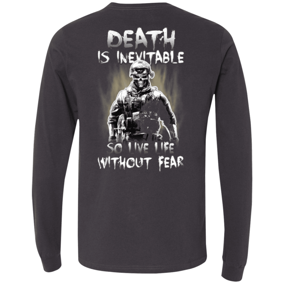Military T-Shirt "Veteran - Death is Inevitable so I Have Life Without Fear" - Men Back-TShirt-General-Veterans Nation