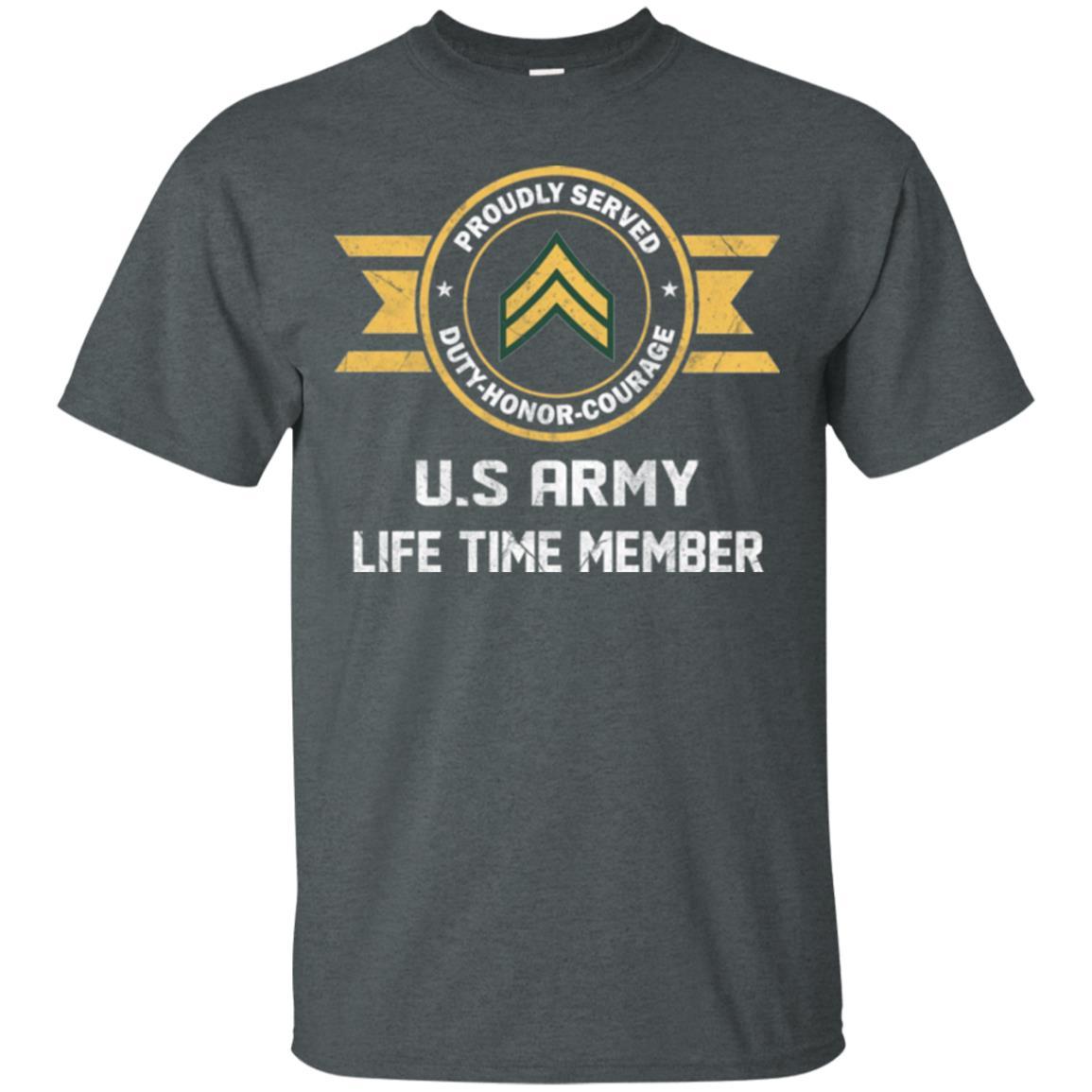 Life Time Member - US Army E-4 Corporal E4 CPL Noncommissioned Officer Ranks Men T Shirt On Front-TShirt-Army-Veterans Nation