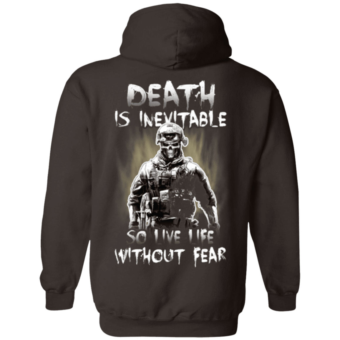 Military T-Shirt "Veteran - Death is Inevitable so I Have Life Without Fear" - Men Back-TShirt-General-Veterans Nation