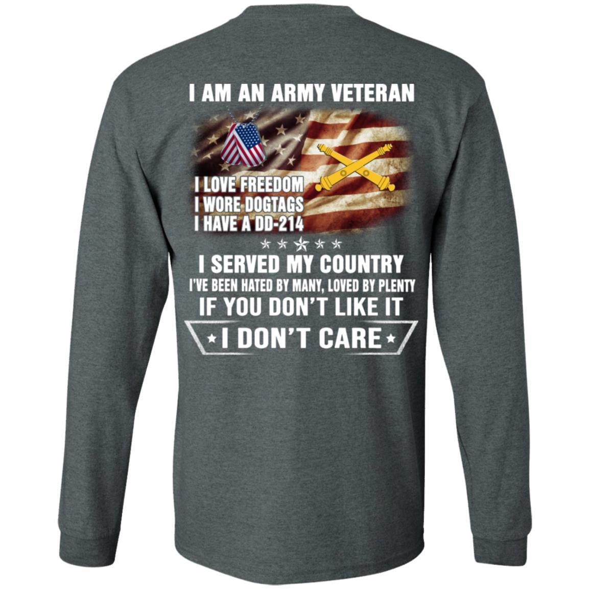 T-Shirt "I Am An Army Field Artillery Veteran" On Back-TShirt-Army-Veterans Nation