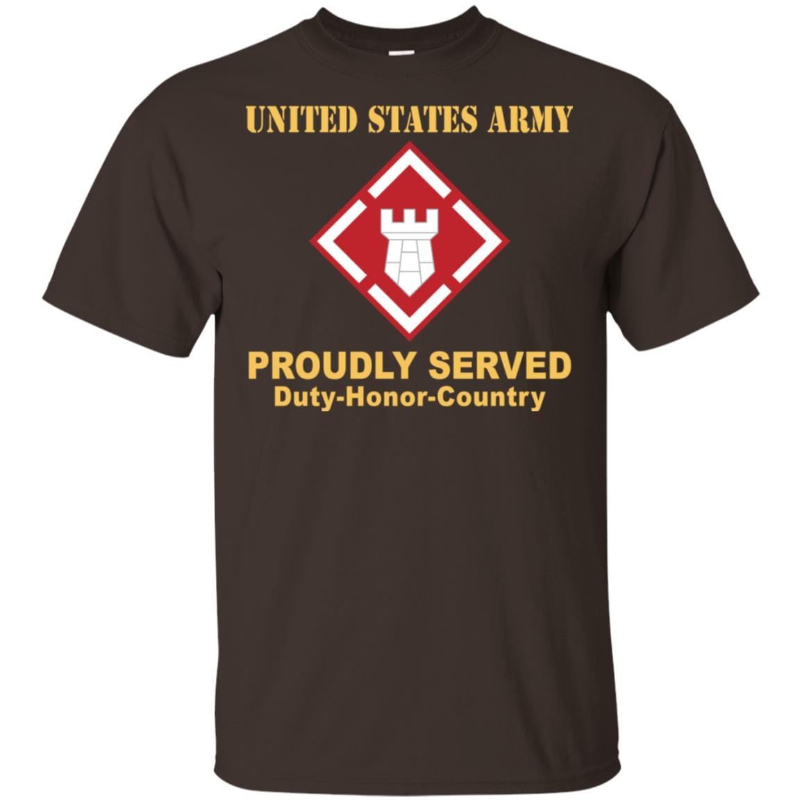 US ARMY 20TH ENGINEER BRIGADE WITH AIRBORNE TAB- Proudly Served T-Shirt On Front For Men-TShirt-Army-Veterans Nation