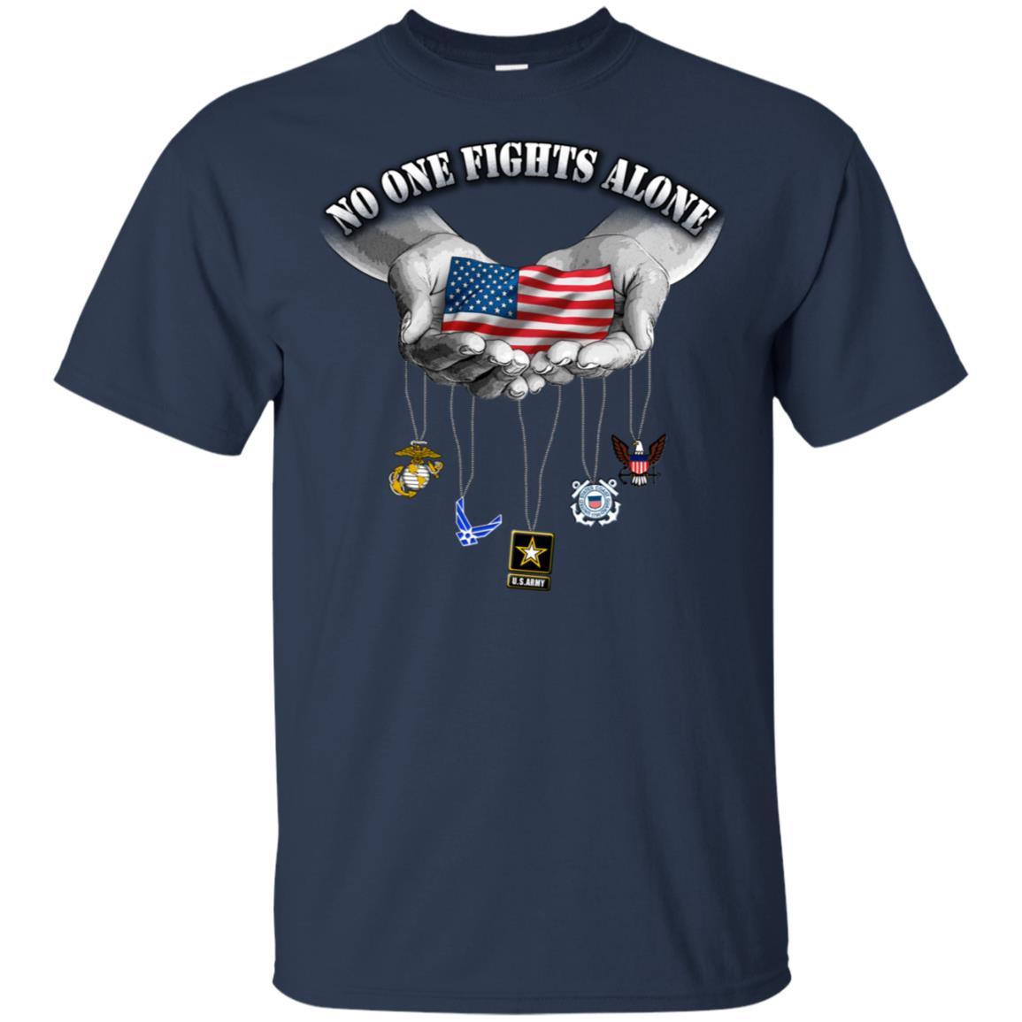 Military T-Shirt "US Arms Force No One Fights Alone On" Front-TShirt-General-Veterans Nation