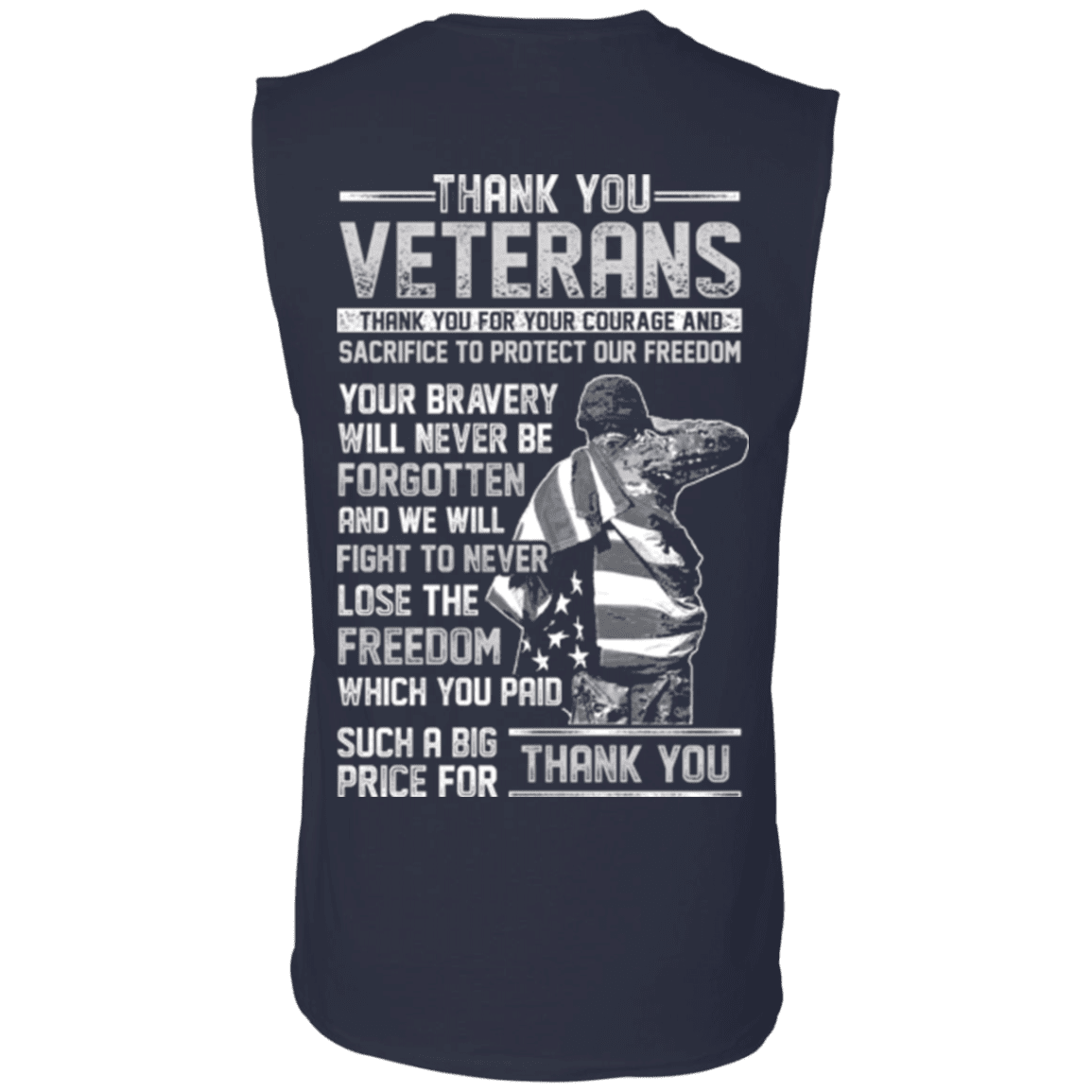 Military T-Shirt "Thank You Veterans" - Men Back-TShirt-General-Veterans Nation