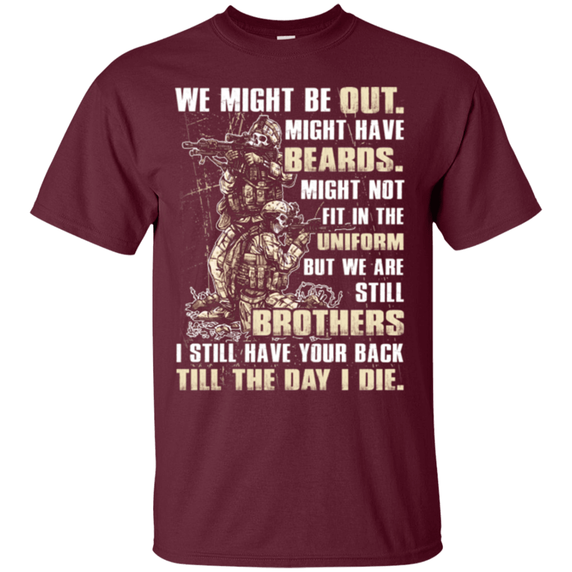 Military T-Shirt "Brothers Till The Day I Die Veteran" Front-TShirt-General-Veterans Nation