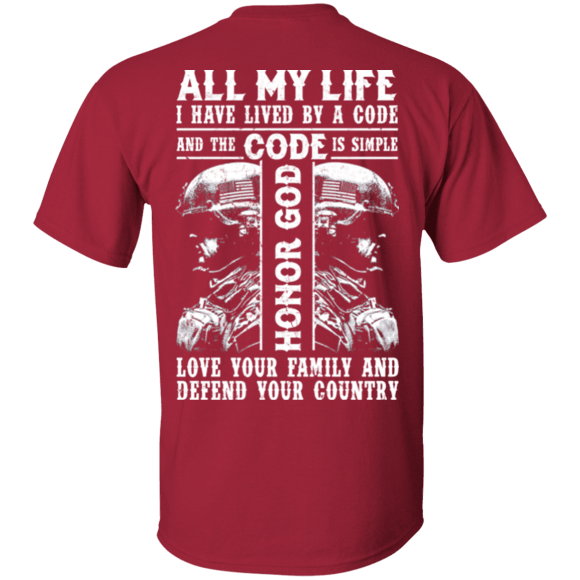 Military T-Shirt "Honor God Love Family And Defend Your Country Veteran"-TShirt-General-Veterans Nation