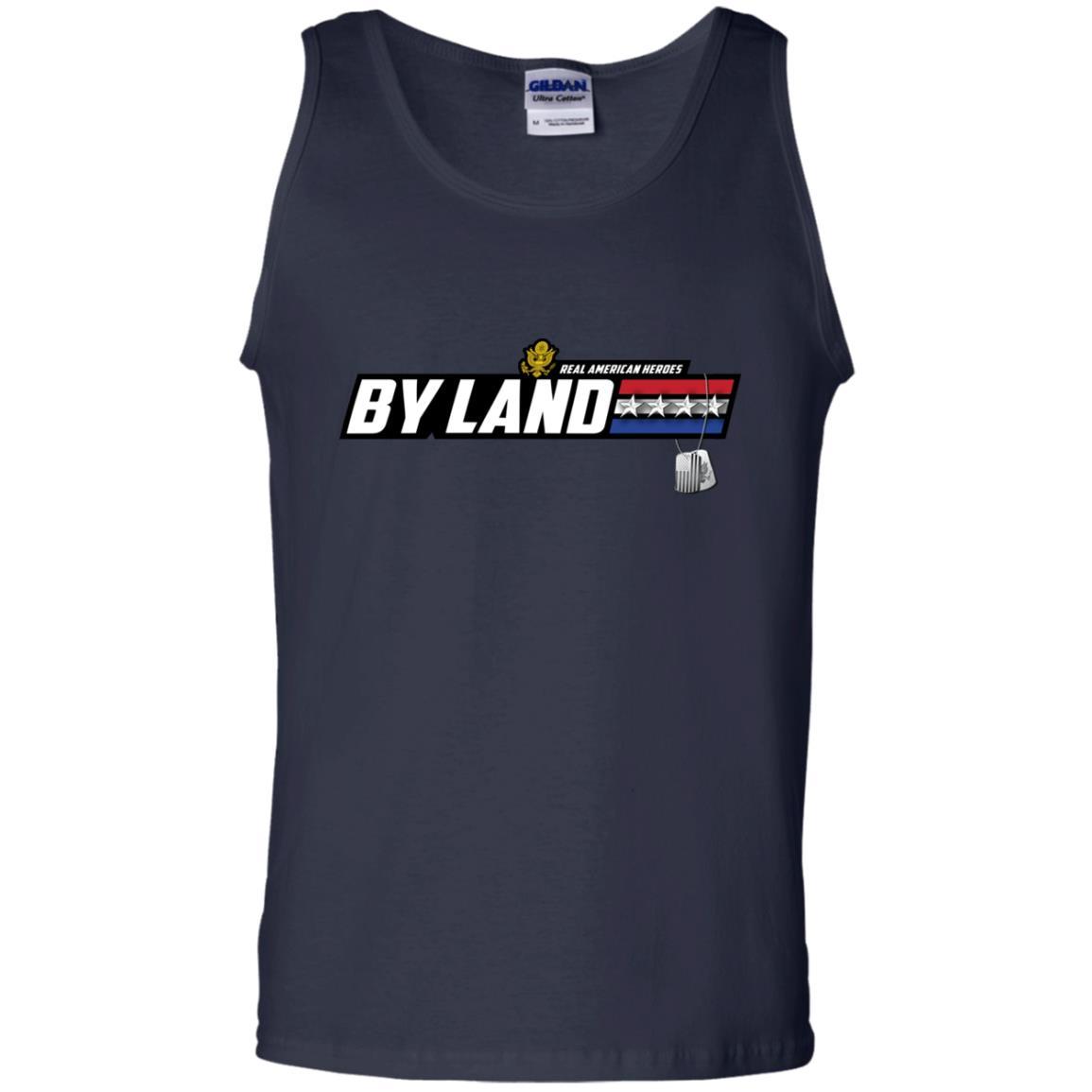 US Army T-Shirt "Real American Heroes By Land" O-10 General(GEN) On Front-TShirt-Army-Veterans Nation