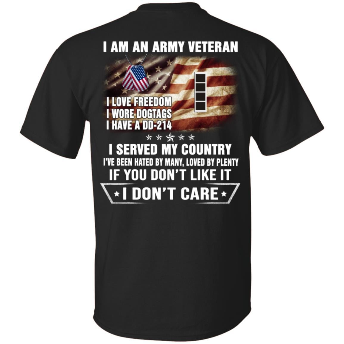 T-Shirt "I Am An Army Veteran" W-4 Chief Warrant Officer 4(CW4)Rank On Back-TShirt-Army-Veterans Nation