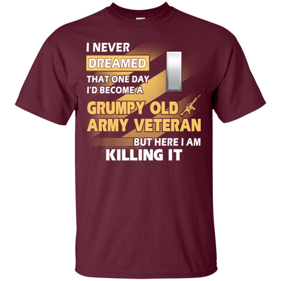 US Army T-Shirt "Grumpy Old Veteran" O-2 First Lieutenant(1LT) On Front-TShirt-Army-Veterans Nation