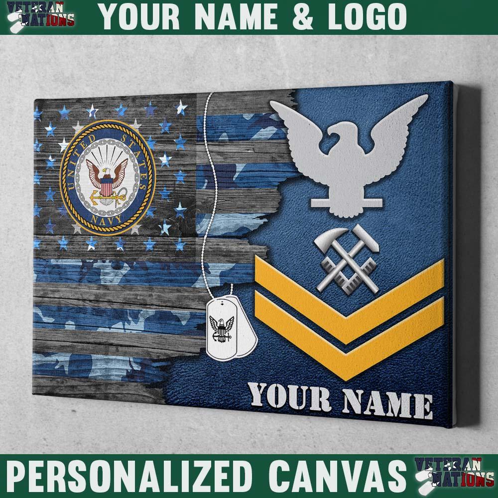 Personalized Canvas - U.S. Navy E-5 Gold Stripe Rating Badge - Personalized Name & Logo-Canvas-Personalized-Navy-Rating-Veterans Nation