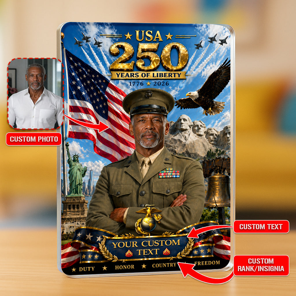 USA 250 Years Of Liberty USMC Service Dress Uniform Custom Figure Acrylic Block