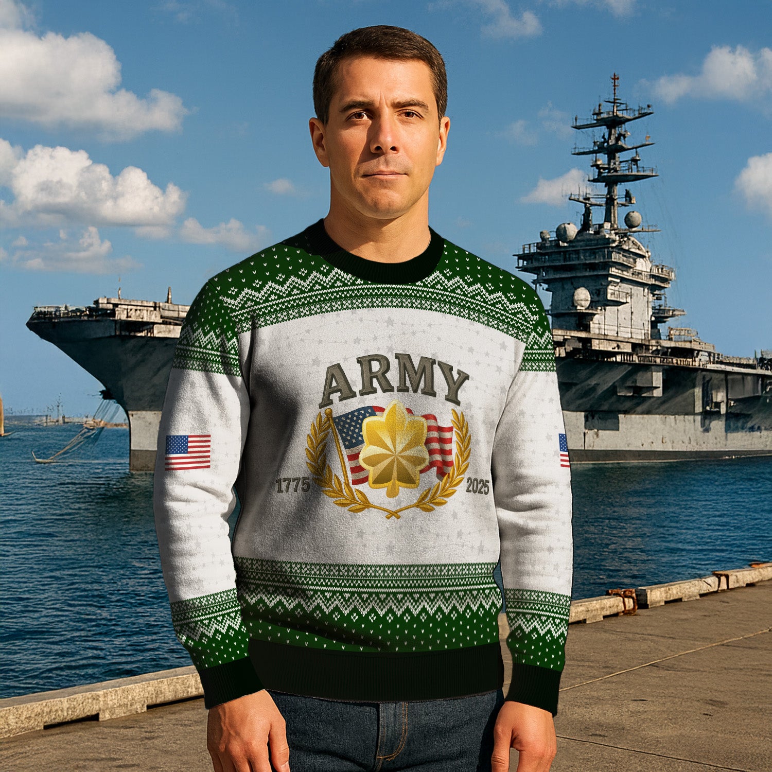 Personalized US Army Ugly Christmas Sweater TUST09