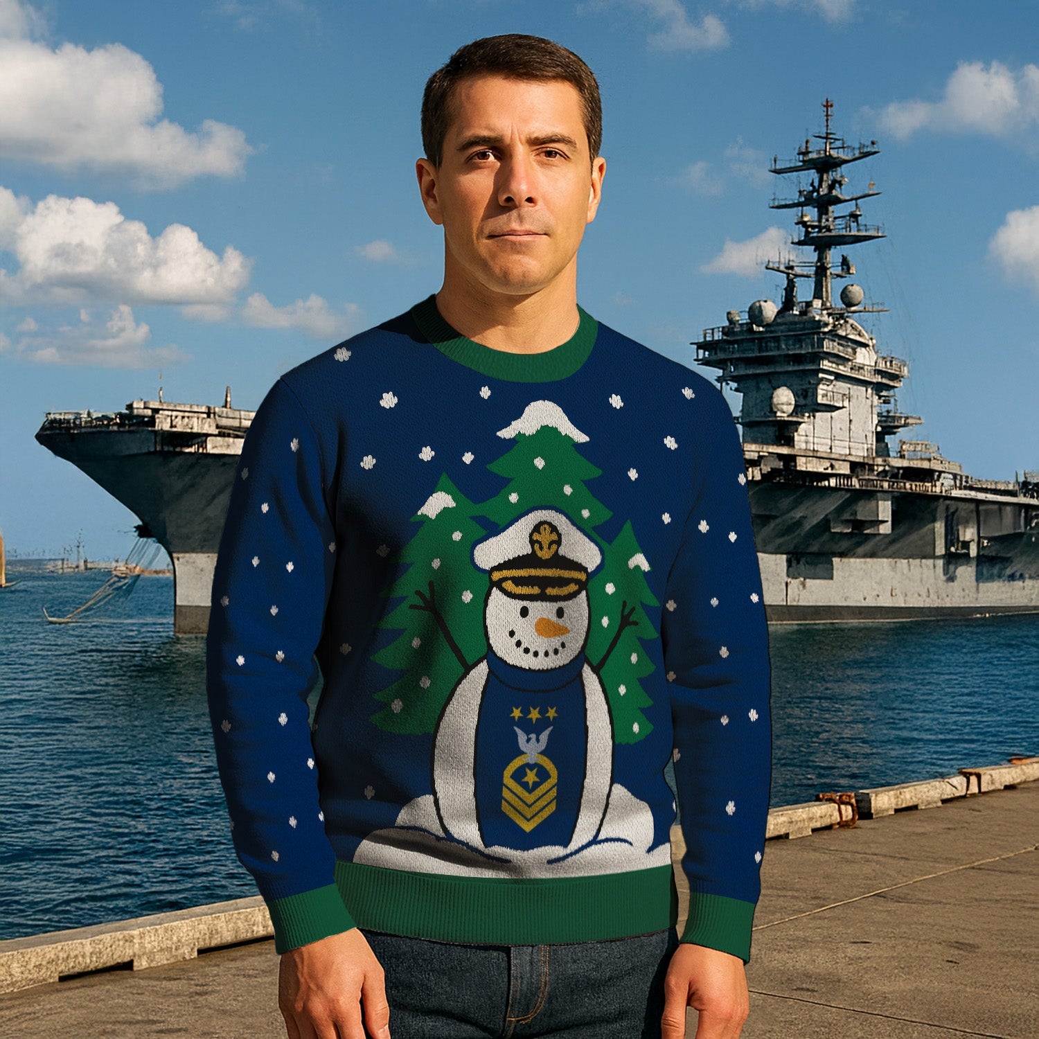 Personalized US Navy Christmas Ugly Sweater TUST16