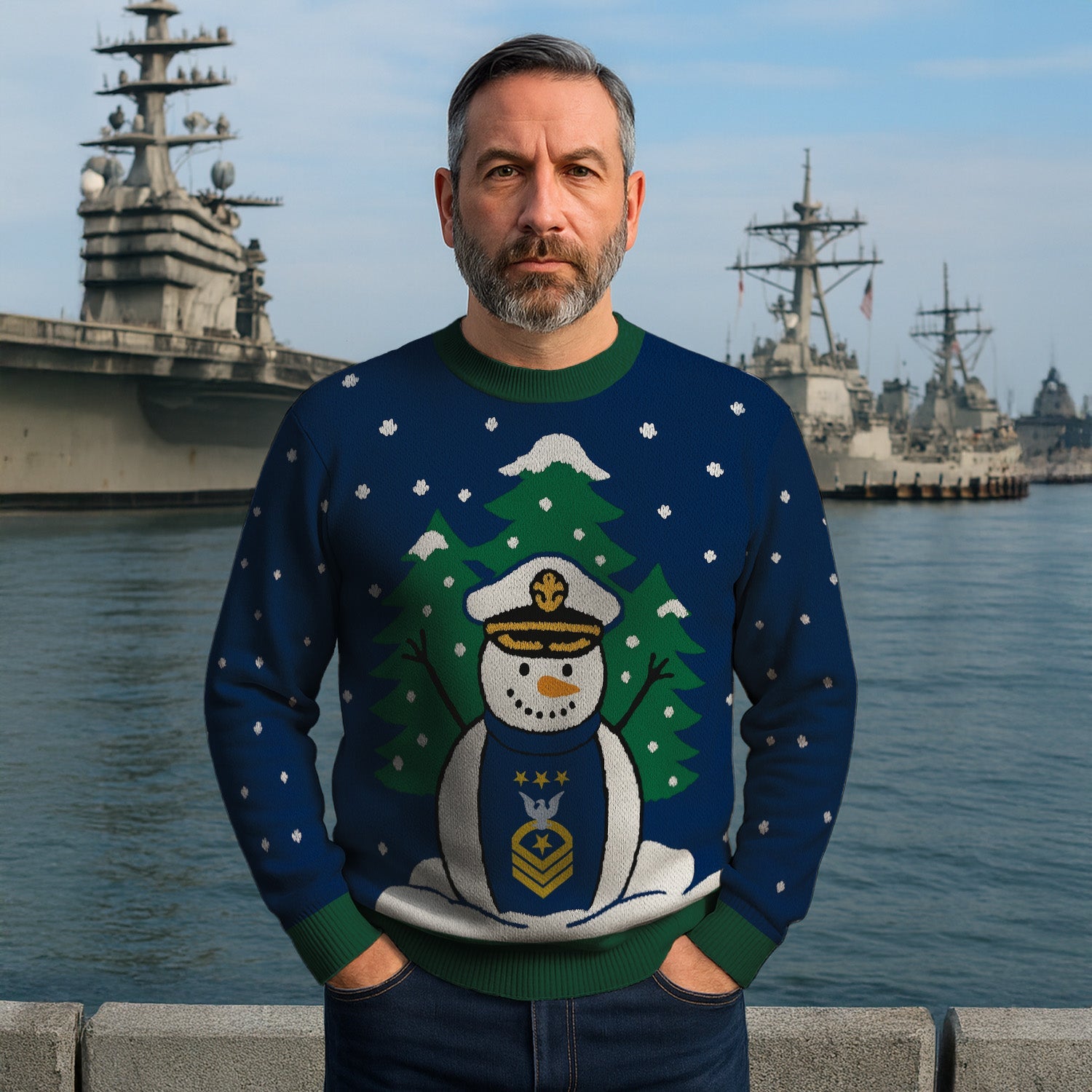 Personalized US Navy Christmas Ugly Sweater TUST16