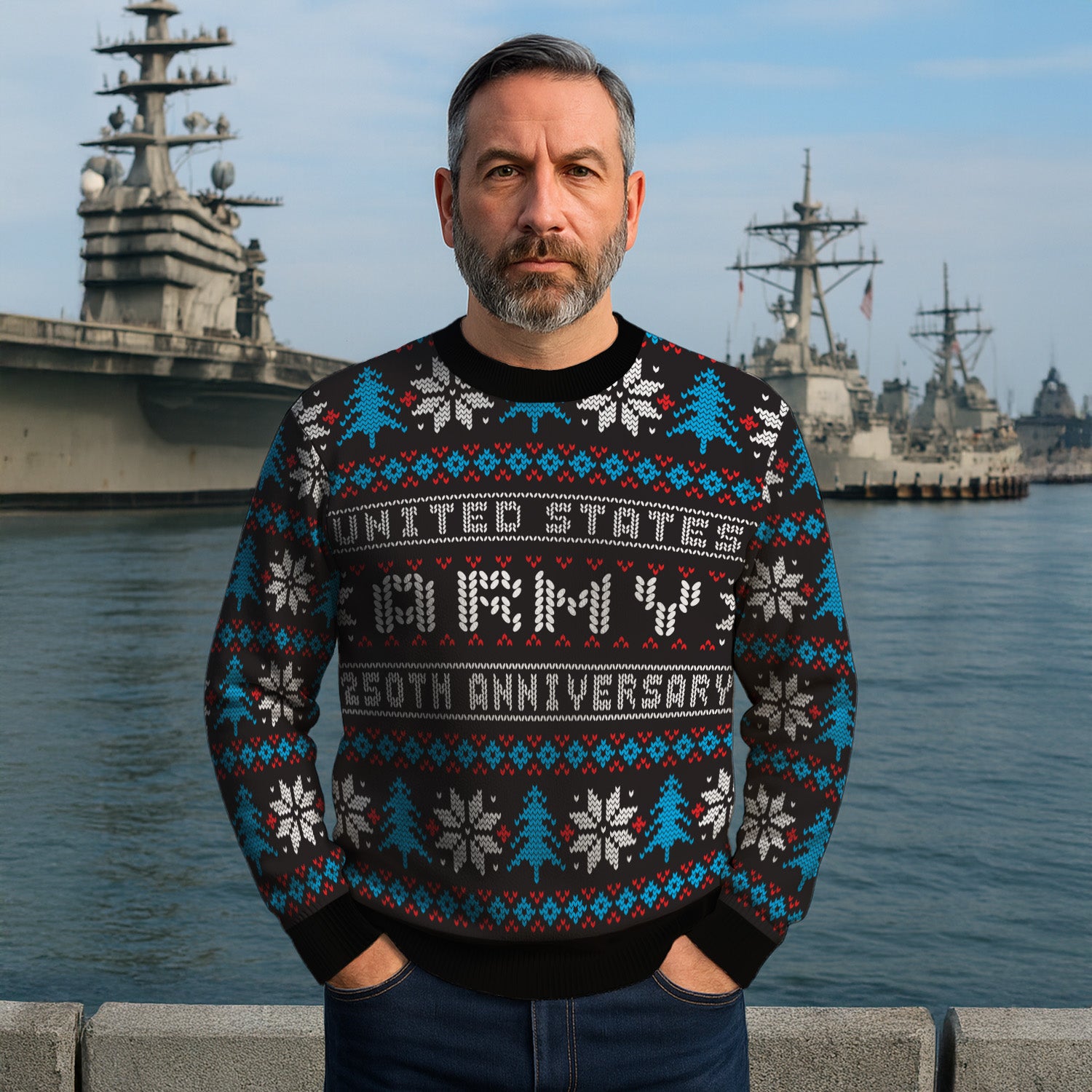 US Army 250th Anniversary Ugly Christmas Sweater for Women Men