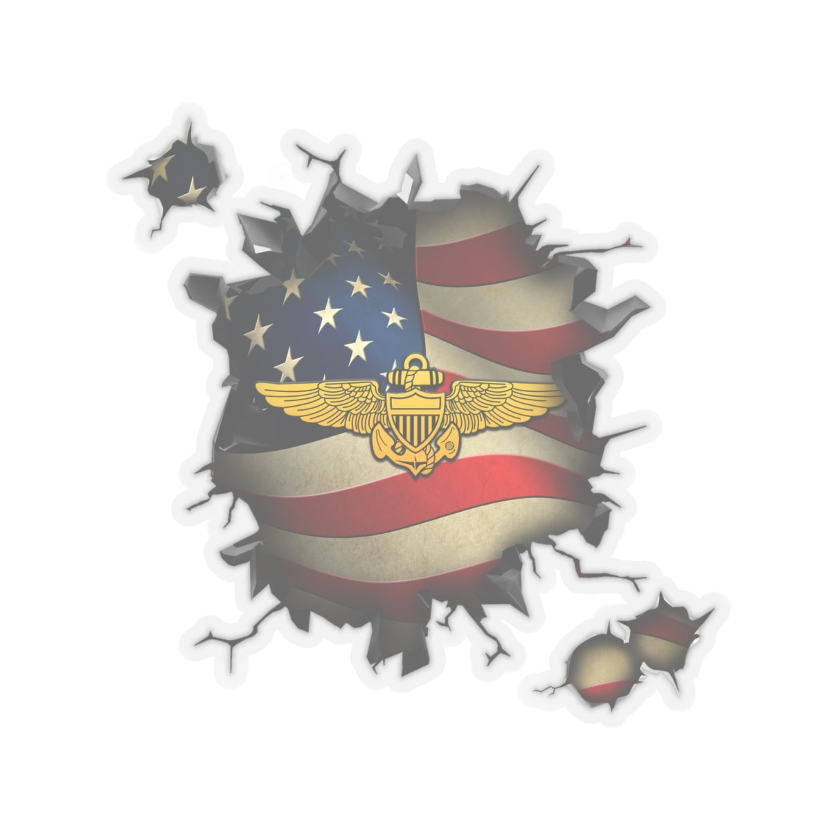 US Navy Naval Aviator 3D Break Effect Stickers