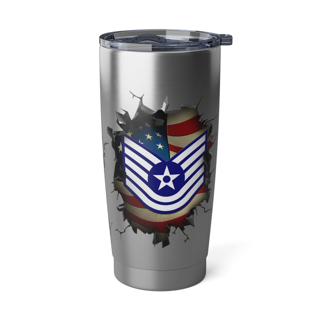 US Air Force E-6 Technical Sergeant TSgt E6 Noncommissioned Officer Ranks AF Rank 3D Break Effect Vagabond 20oz Tumbler