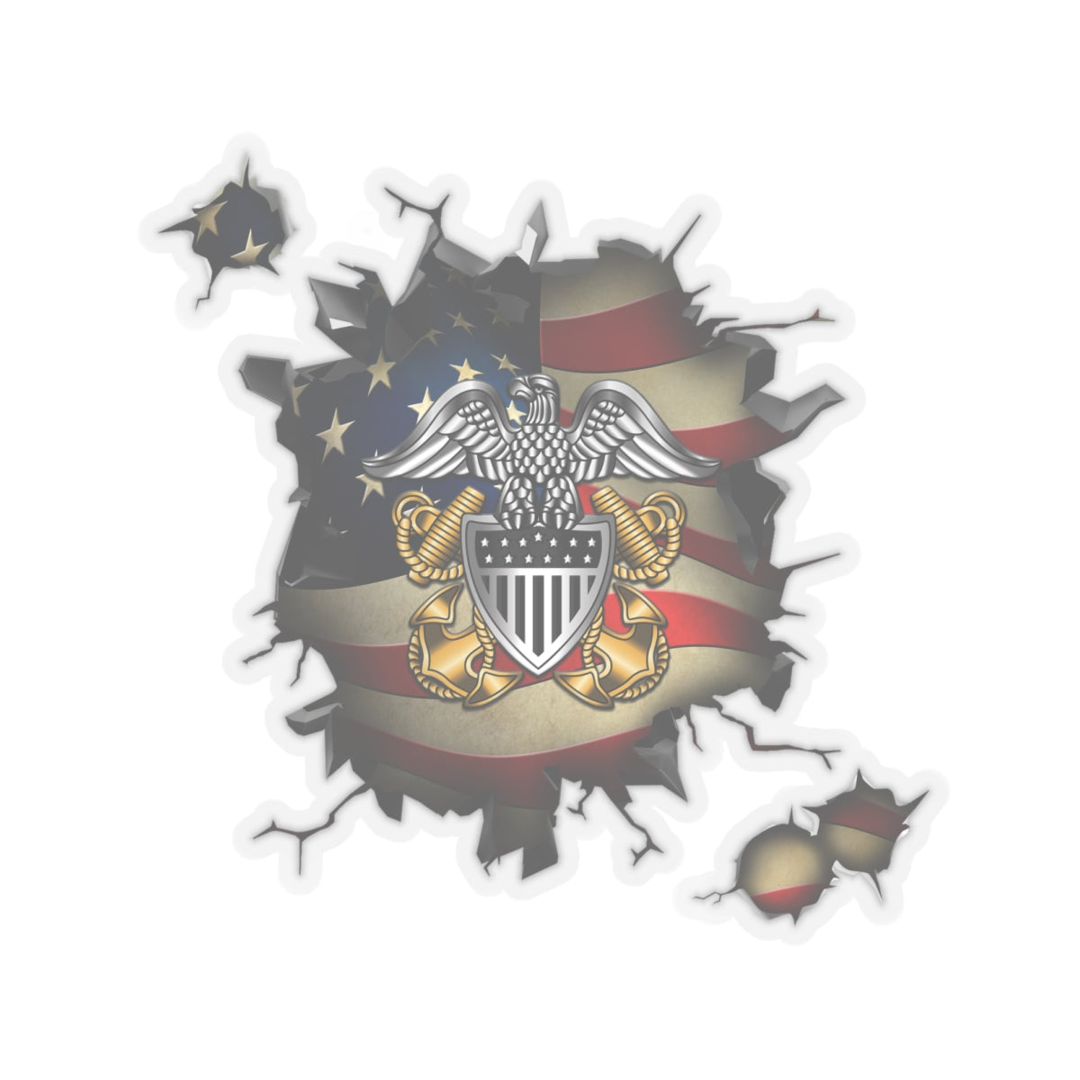 US Navy Officer Cap Device 3D Break Effect Stickers