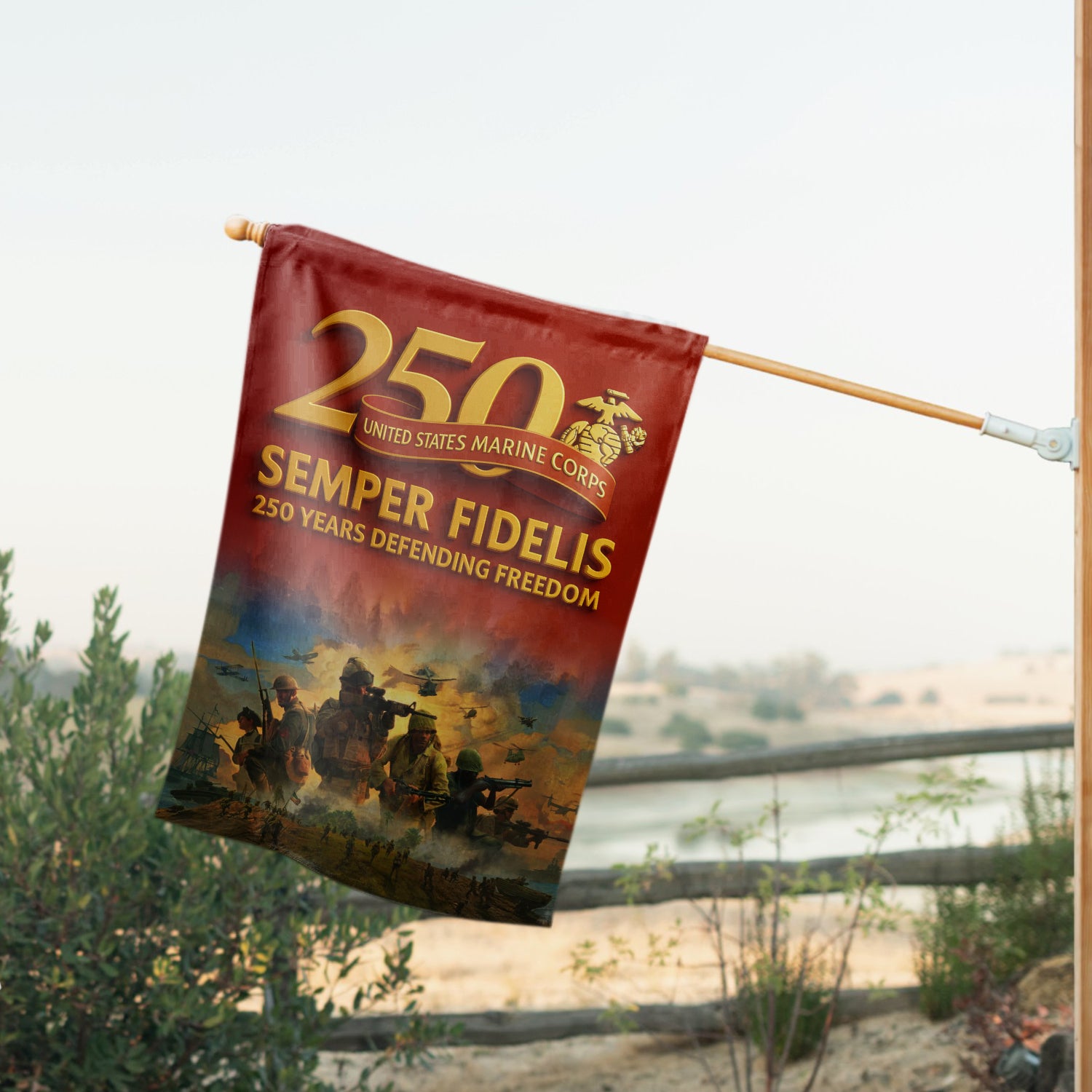 MARlNE Semper Fields 250 Years Defending Freedom House Flag 28" x 40" Twin-Side Printing