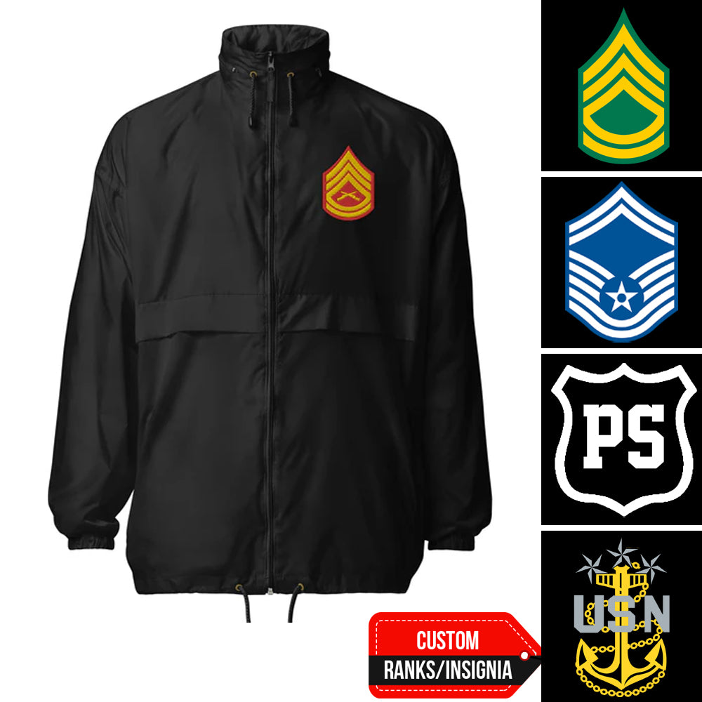 Custom US Military Ranks/Insignia Embroidered Unisex Windbreaker