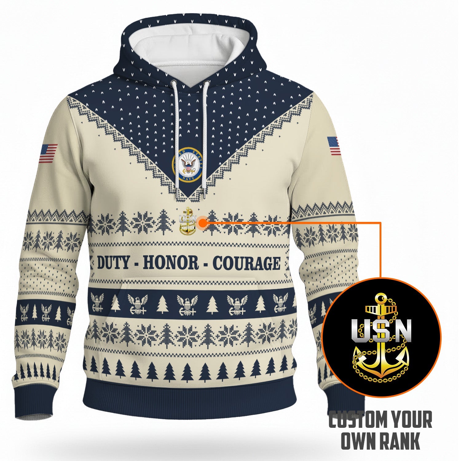 Personalized US Navy 3D All Over Print Hoodie TH3D01