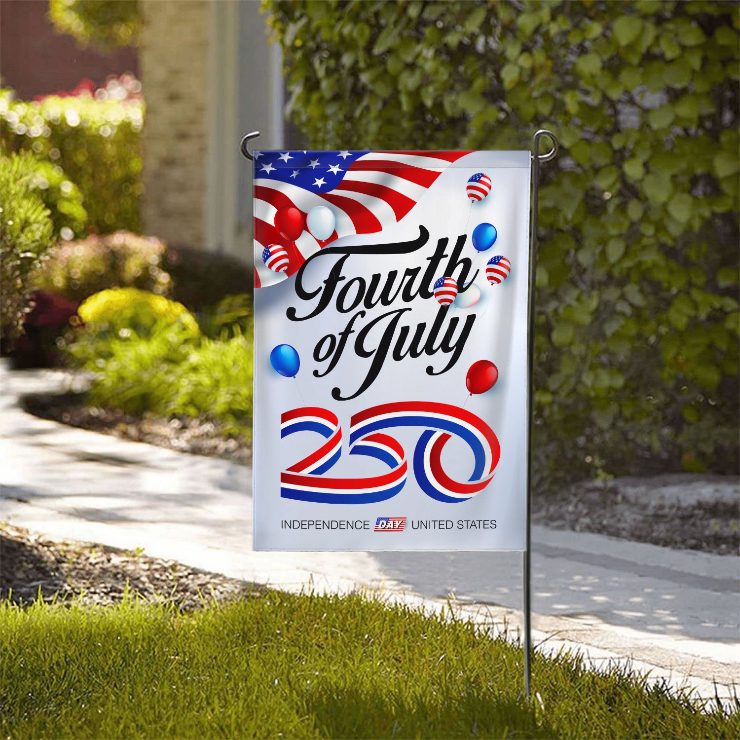 Fourth of July 250 Garden Flag 12''x18'' Twin-Side Printing
