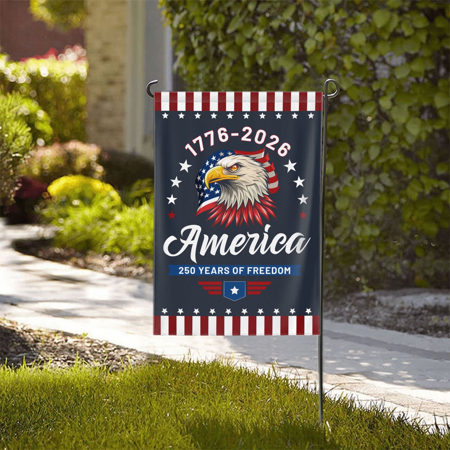 1776-2026 America 250 Years Of Freedom Garden Flag 12''x18'' Twin-Side Printing