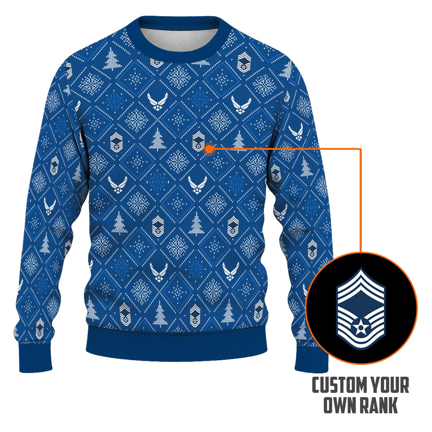 Custom Ranks US Air Force Ugly Christmas Sweater for Women Men TUST03