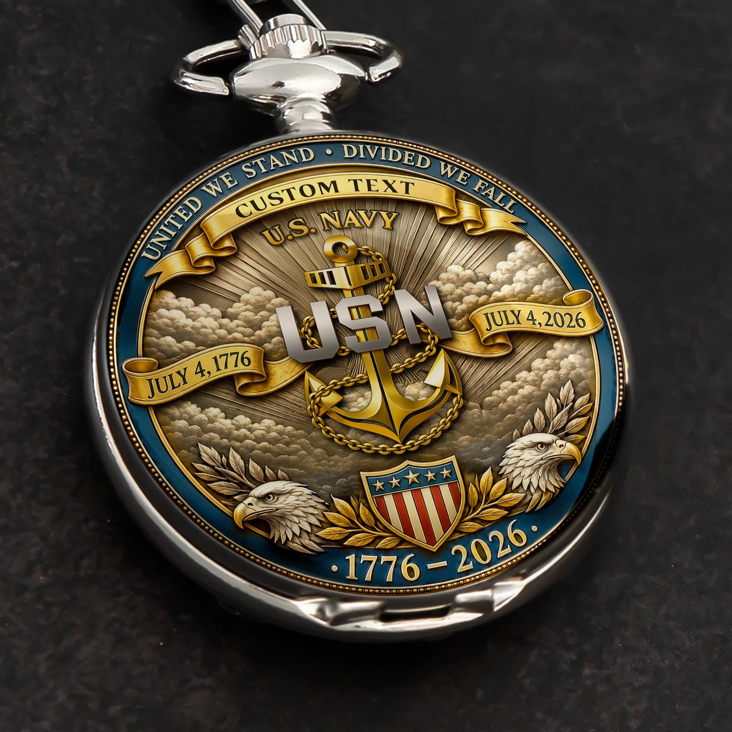 Custom Rank Name Navy Pocket Watch 250th Anniversary Gift