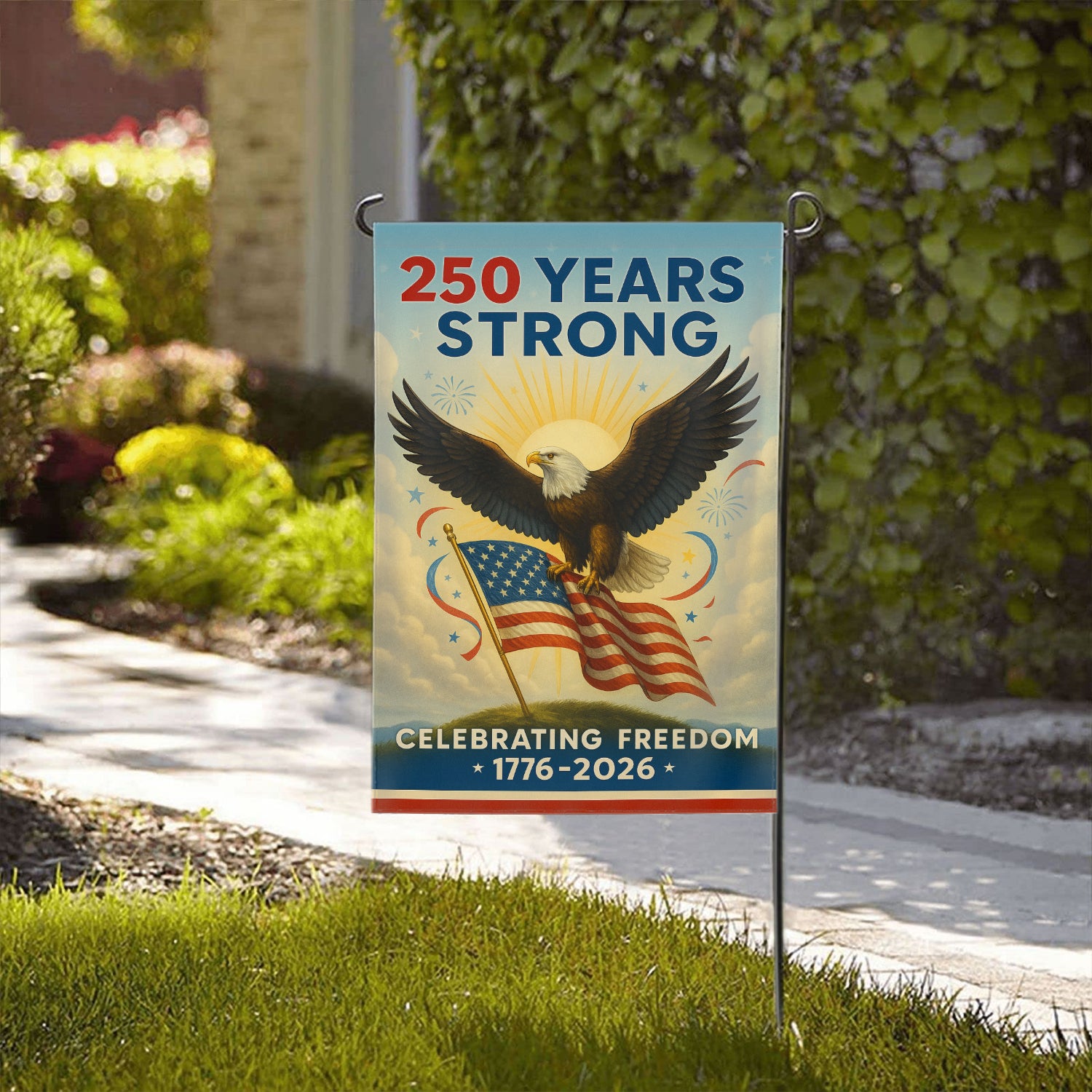 250 Years Strong Garden Flag 12''x18'' Twin-Side Printing