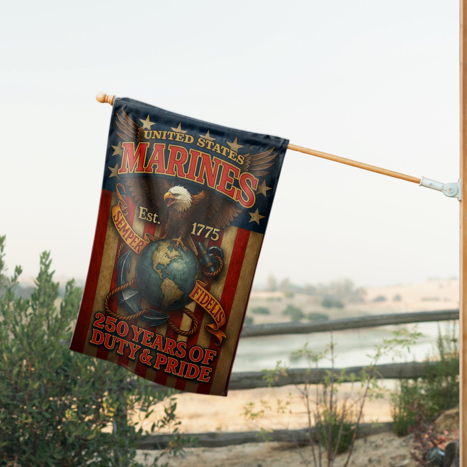 MARlNE 250 Years Duty & Pride House Flag 28" x 40" Twin-Side Printing