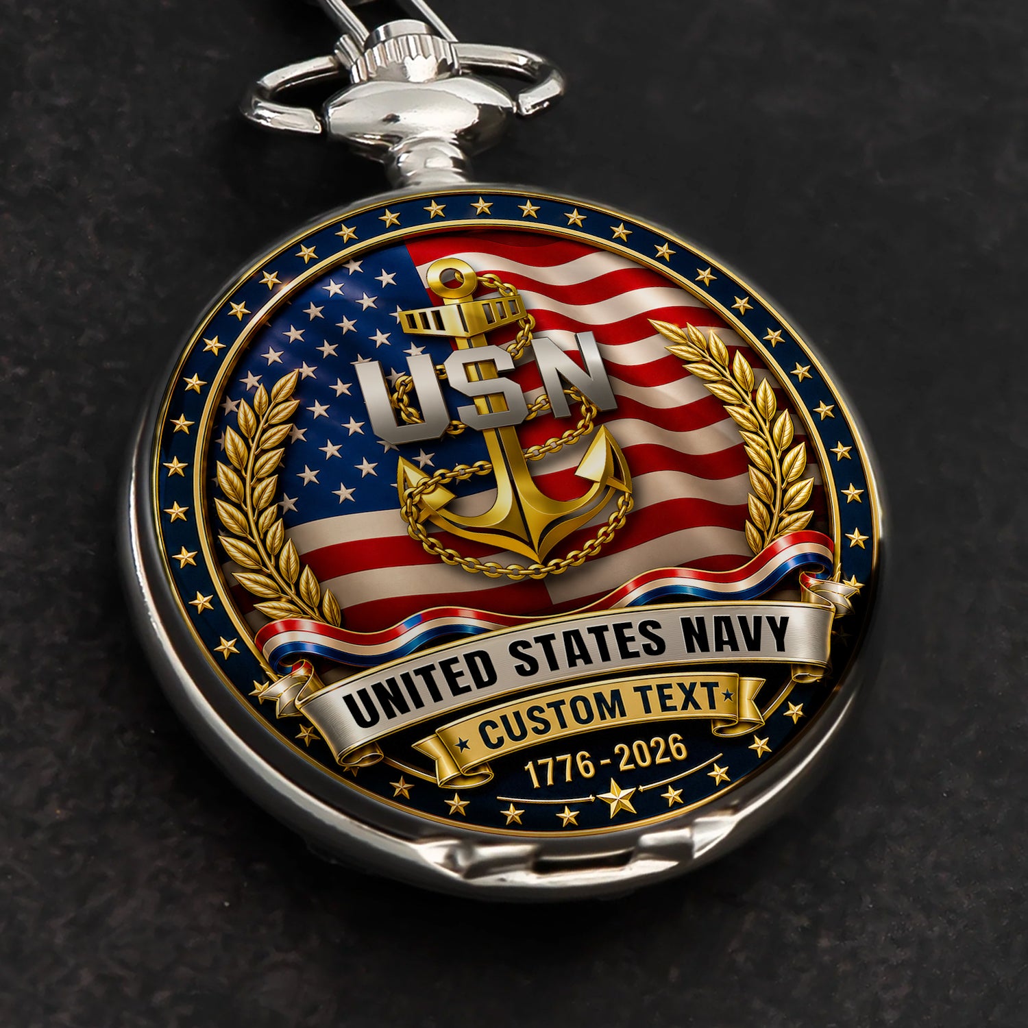 Personalized US Navy Anniversary Pocket Watch Military Keepsake